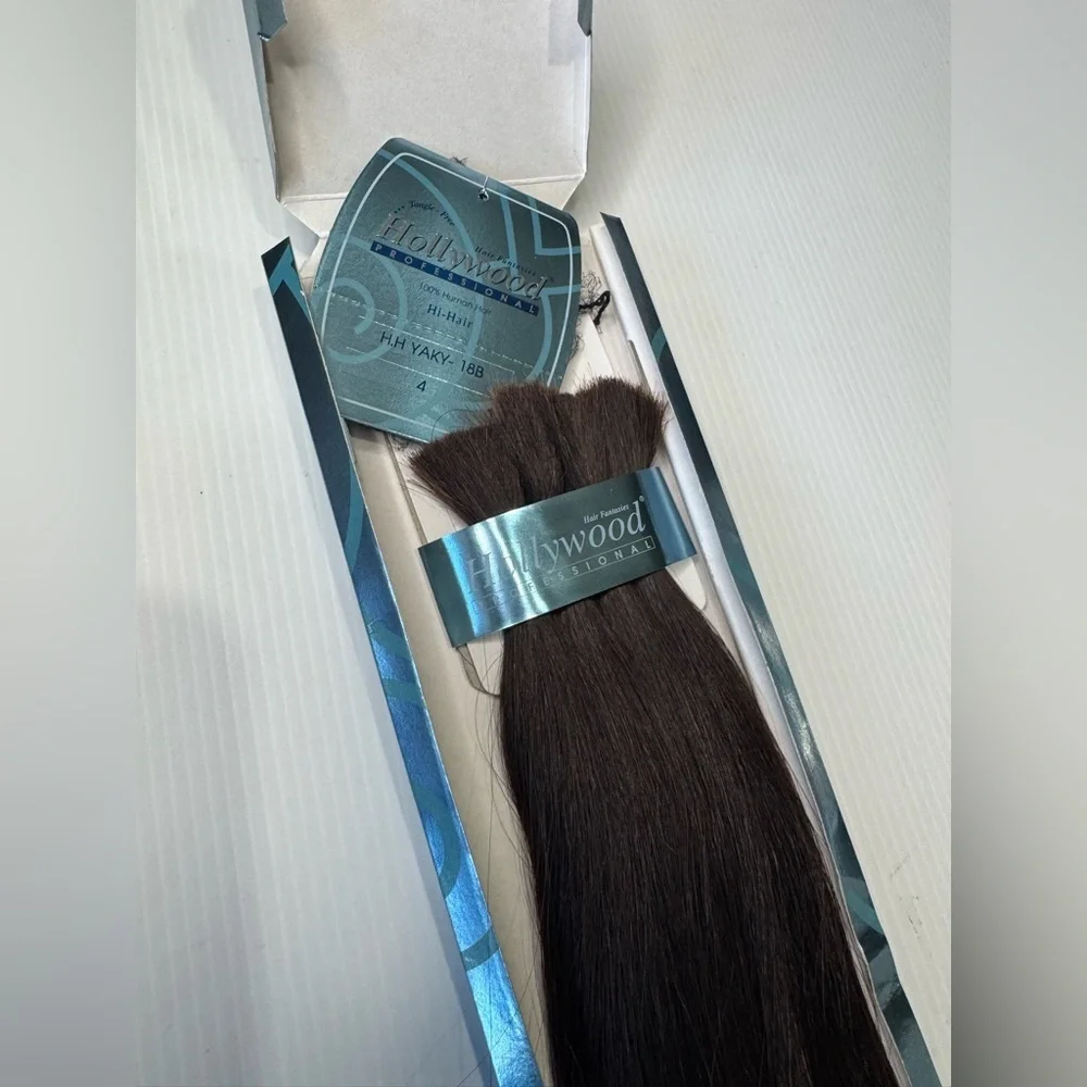 Hollywood 100% Premium Human Hair Pro Yaky 18” Long | Hair color #4 Brown | Bulk